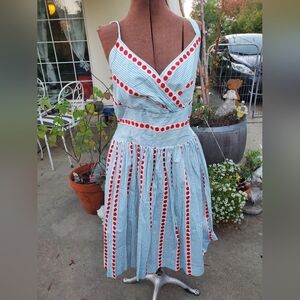 Stylish Asymmetrical Blue and Red Dress